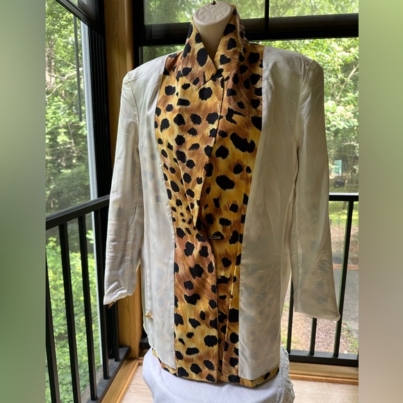Paolo Santini All Silk Cheetah Print Jacket Vintage Shoulder Pads ~ 6 - Picture 11 of 15